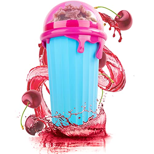 Slushie Maker Cup, Double Layer Squeeze Cup Slushy Maker, Slushy Maker Cup, Slushie Squeeze Cup, 300ml Slushie Maker Cup for Homemade Milkshake, DIY Smoothie Maker for Kids (BLUE)