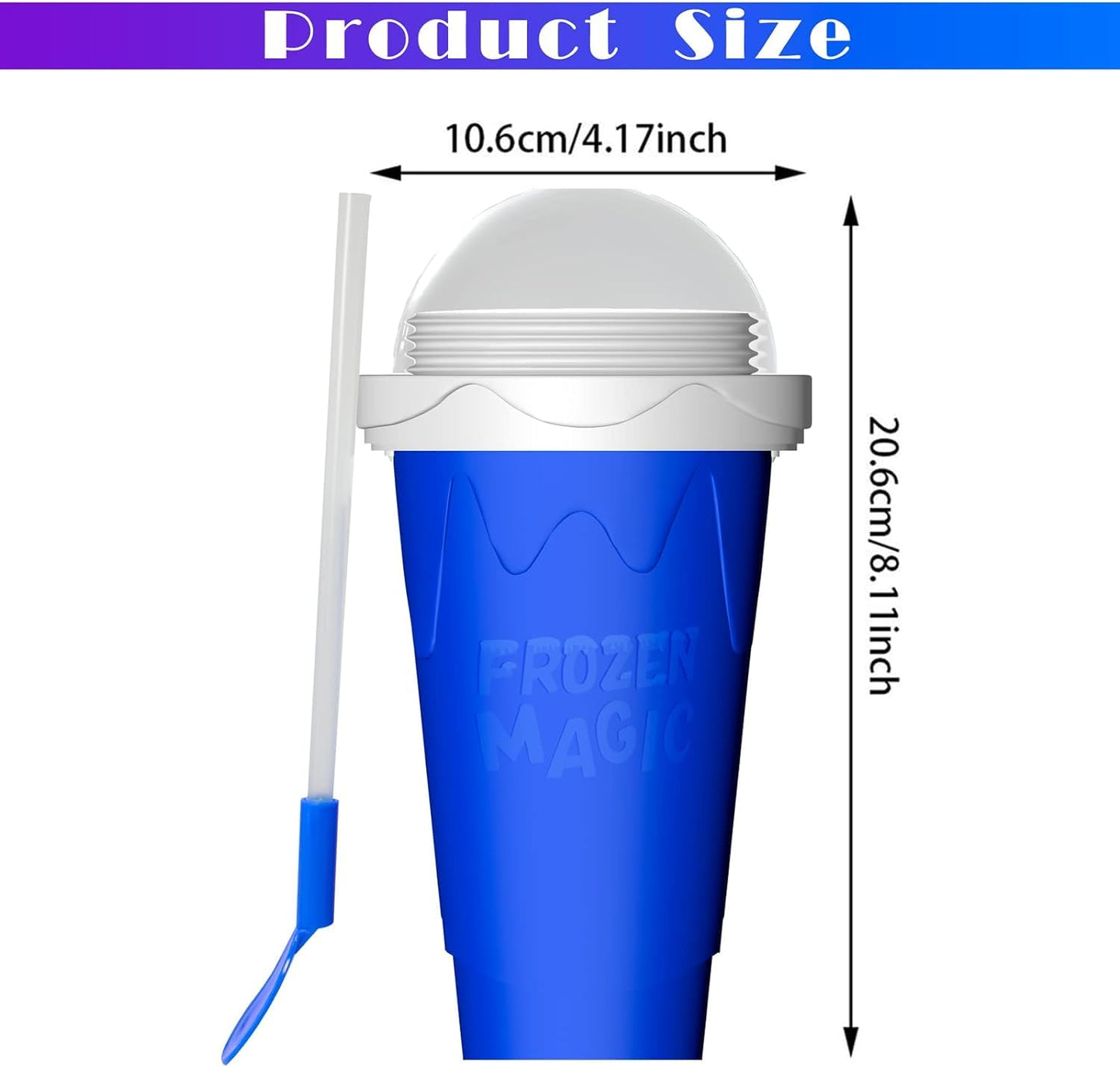 Slushie Maker Cup, Double Layer Squeeze Cup Slushy Maker, Slushy Maker Cup, Slushie Squeeze Cup, 300ml Slushie Maker Cup for Homemade Milkshake, DIY Smoothie Maker for Kids (BLUE)