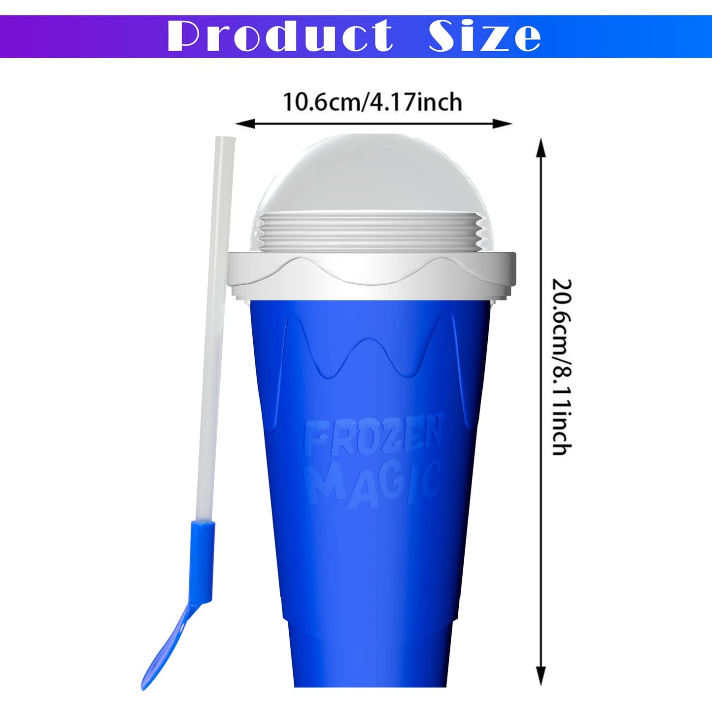 Slushie Maker Cup, Double Layer Squeeze Cup Slushy Maker, Slushy Maker Cup, Slushie Squeeze Cup, 300ml Slushie Maker Cup for Homemade Milkshake, DIY Smoothie Maker for Kids (BLUE)